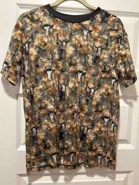 Abstract Western Print Tee in Brown and Gray